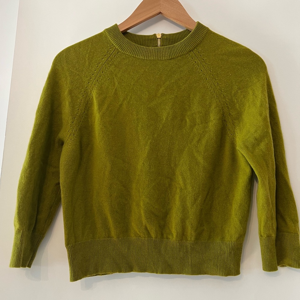 Vintage Cashmere Crop Sweater with Gold zipper